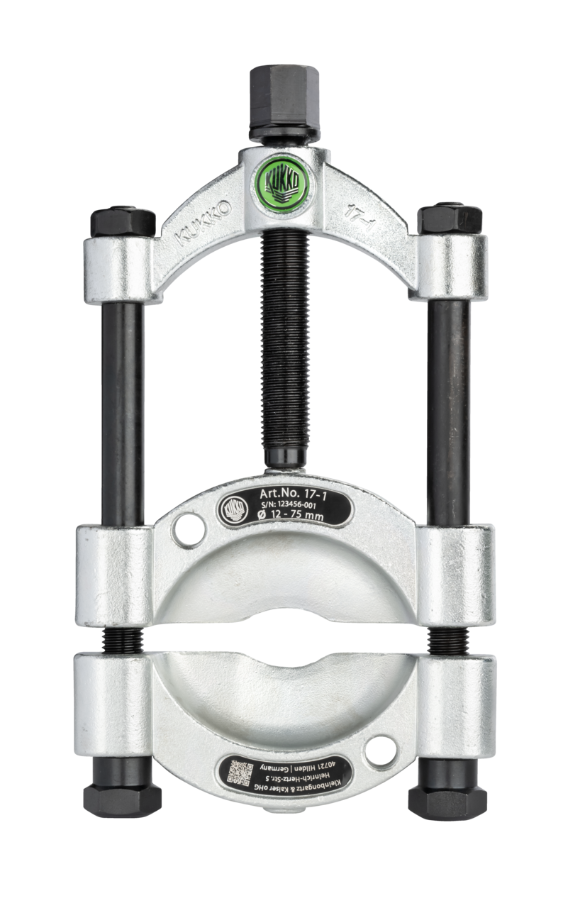 kukko 17-1 cutting device with quick clamping spindle ø 12-75 mm for pulling ball bearings, roller bearings, inner rings, and other flat-lying parts in crafts, industry,