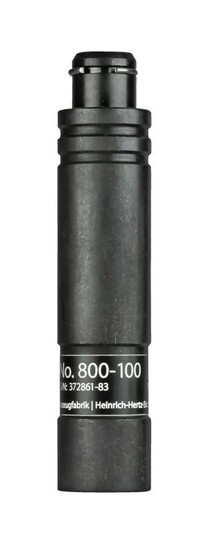 Black cylindrical industrial tool with labeling, precision shop tool component