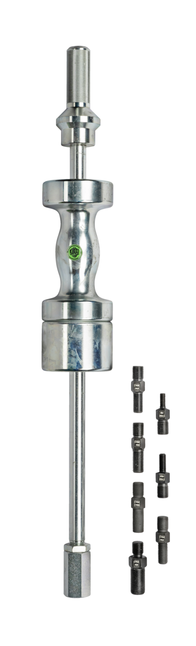 kukko 225 puller set with 7 thread adapters for trucks for extracting bolts such as brake shoe bolts or spring bolts on commercial vehicles