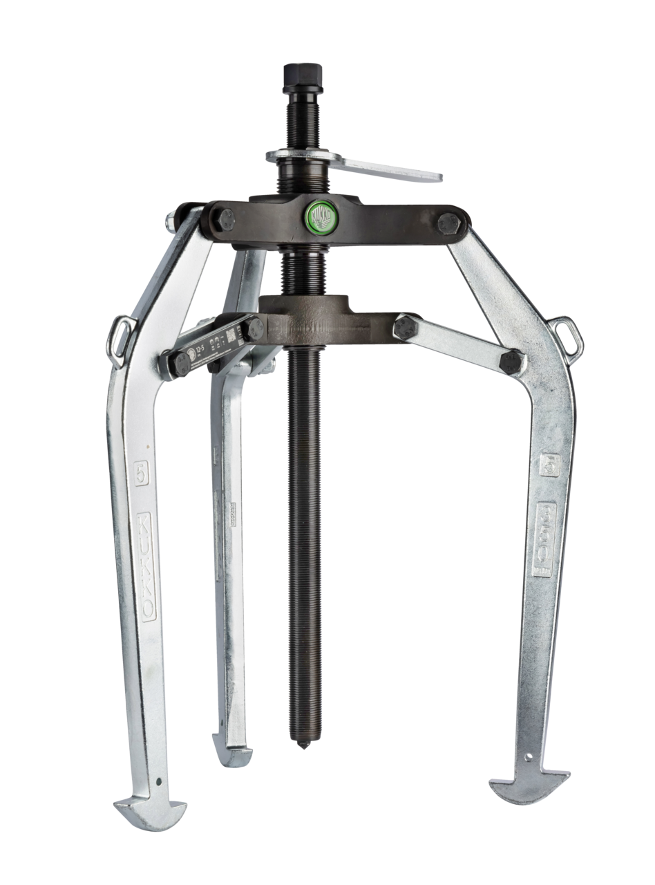 kukko 12-5 3-arm puller 350 x 275 mm with pre-adjustable puller hooks for internal and external pull-offs for external and internal extraction is used for pulling bearings, gears, discs, etc
