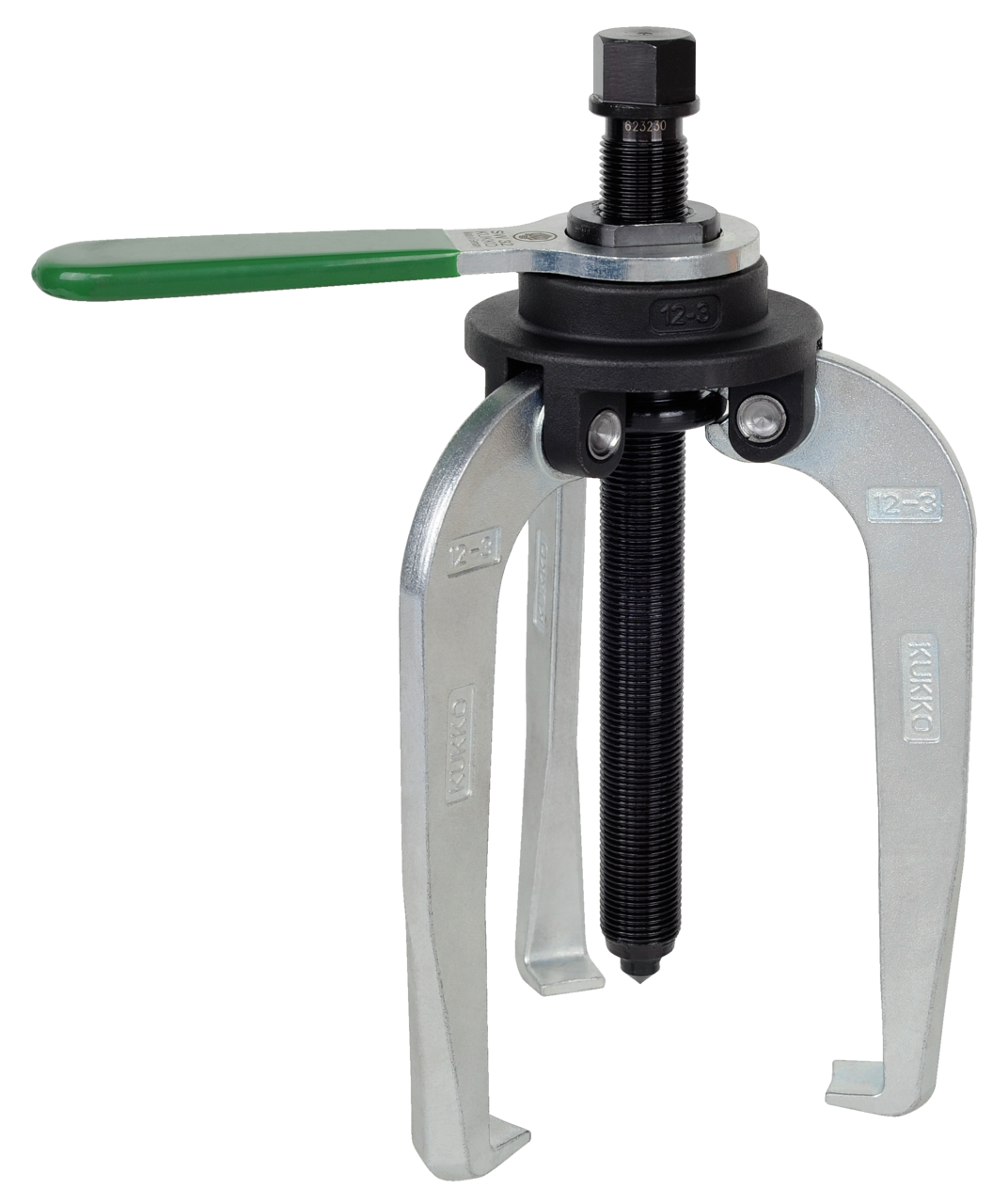 kukko 12-3 3-arm puller "alligator" 200 x 165 mm with fixed puller legs and anti-slip device for pulling particularly stubborn bearings, gears, and discs in all common sizes for craft, workshop, an