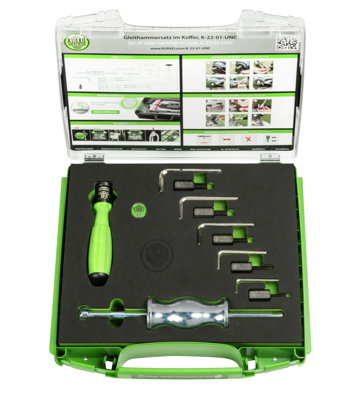 kukko k-22-01-unc replacement sliding hammer in the case for unc threads for pulling parts with threaded holes (dowel pins, keys, etc