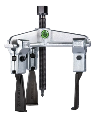 Heavy-duty industrial gear puller tool with steel arms and central screw for mechanical use