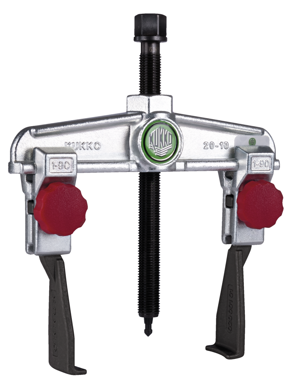 kukko 20-10+s 2-arm universal puller 120 x 100 mm with narrow, quick-adjustable trigger hooks for safe and user-friendly removal of bearings, gears, and discs in all common sizes for craft, workshop