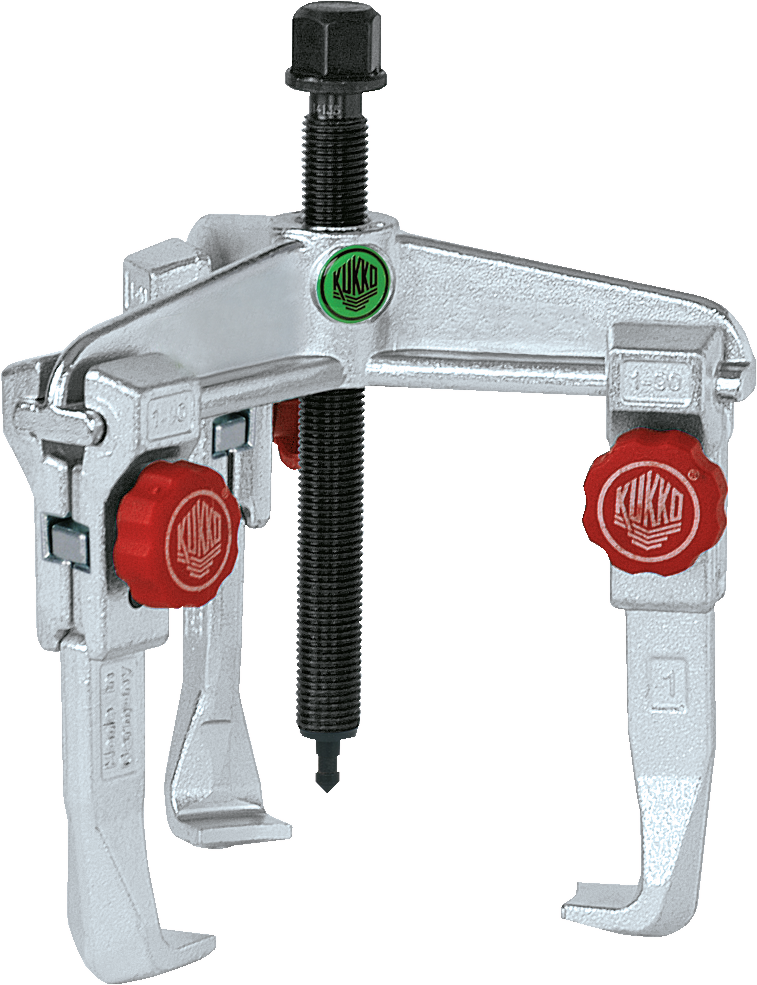kukko 30-1+ 3-arm universal puller 90 x 100 mm with quick adjustable trigger hooks for pulling bearings, gears, and discs in all common sizes for craft, workshop, and industry