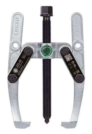 Heavy-duty two-arm gear puller with threaded central screw and metal arms for industrial use