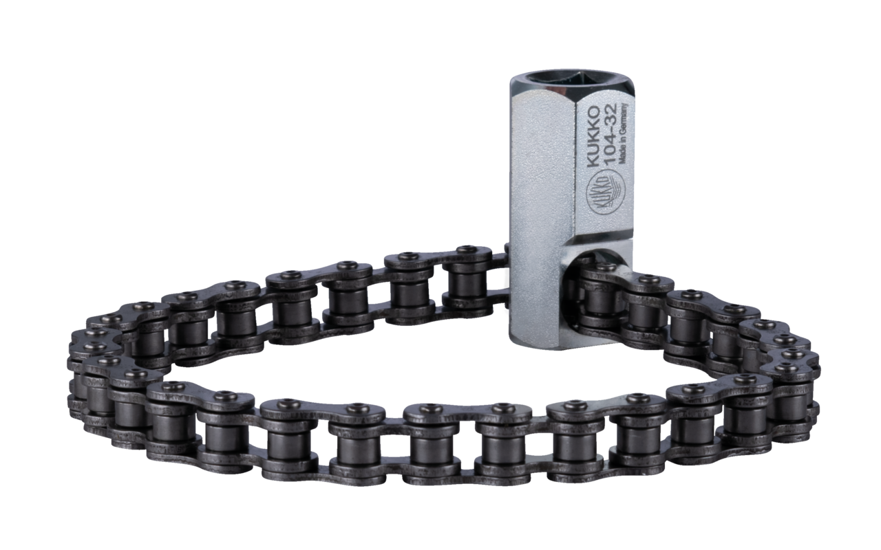 kukko 104-32 oil filter wrench with 32-link chain for oil filter removal in crafts, industry, and workshops