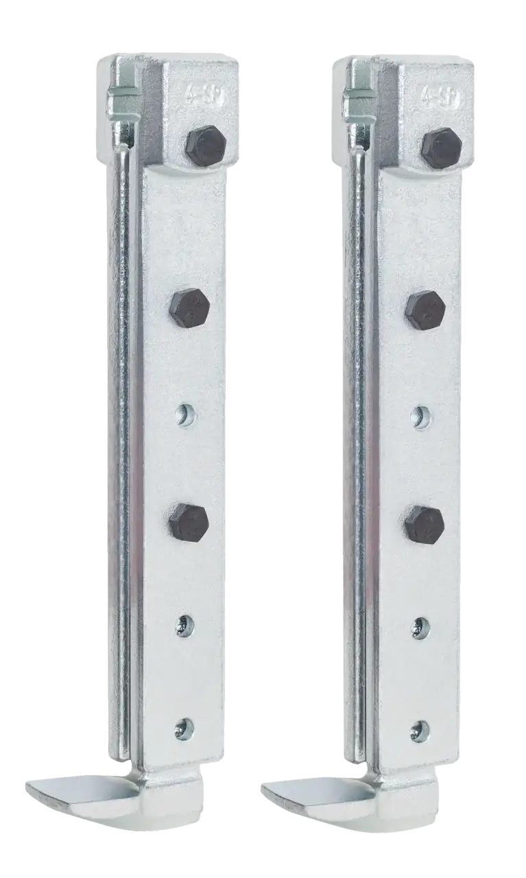 Heavy-duty adjustable metal support brackets with bolts, industrial hardware components