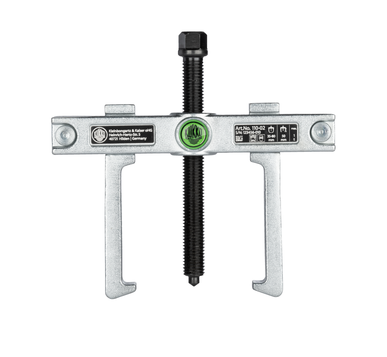 kukko 110-3 2-arm universal puller "techno" 250 x 200 mm with safety pin for pulling bearings, gears, and discs in all common sizes for agriculture and workshops