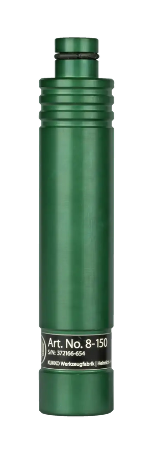 Green cylindrical industrial tool labeled Art. No. 8-150, used for mechanical applications.