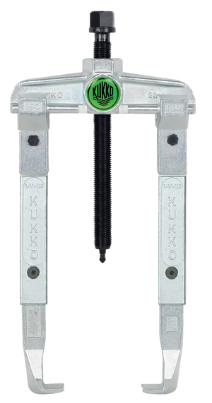 Metal gear puller tool with central screw, labeled 'KUKKO', for shop or industrial use