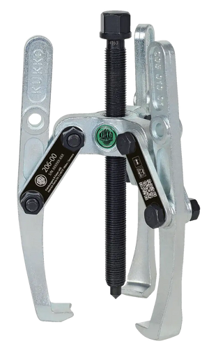 Three-jaw gear puller tool with metal arms and threaded center bolt, ideal for workshops