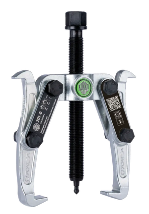 Heavy-duty Kukko gear puller with two arms and threaded spindle, ideal for shop tool applications