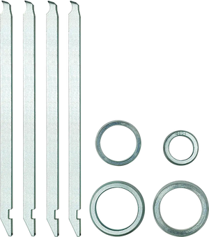 Set of four metal keys and four round lock rings for power transmission equipment