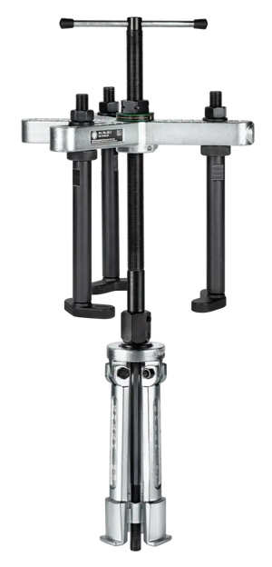 Heavy-duty three-jaw gear puller tool with adjustable arms for industrial use