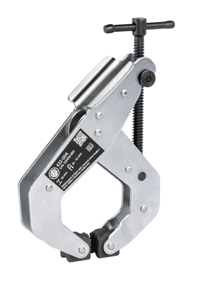 Heavy-duty steel beam clamp with screw handle for industrial lifting applications