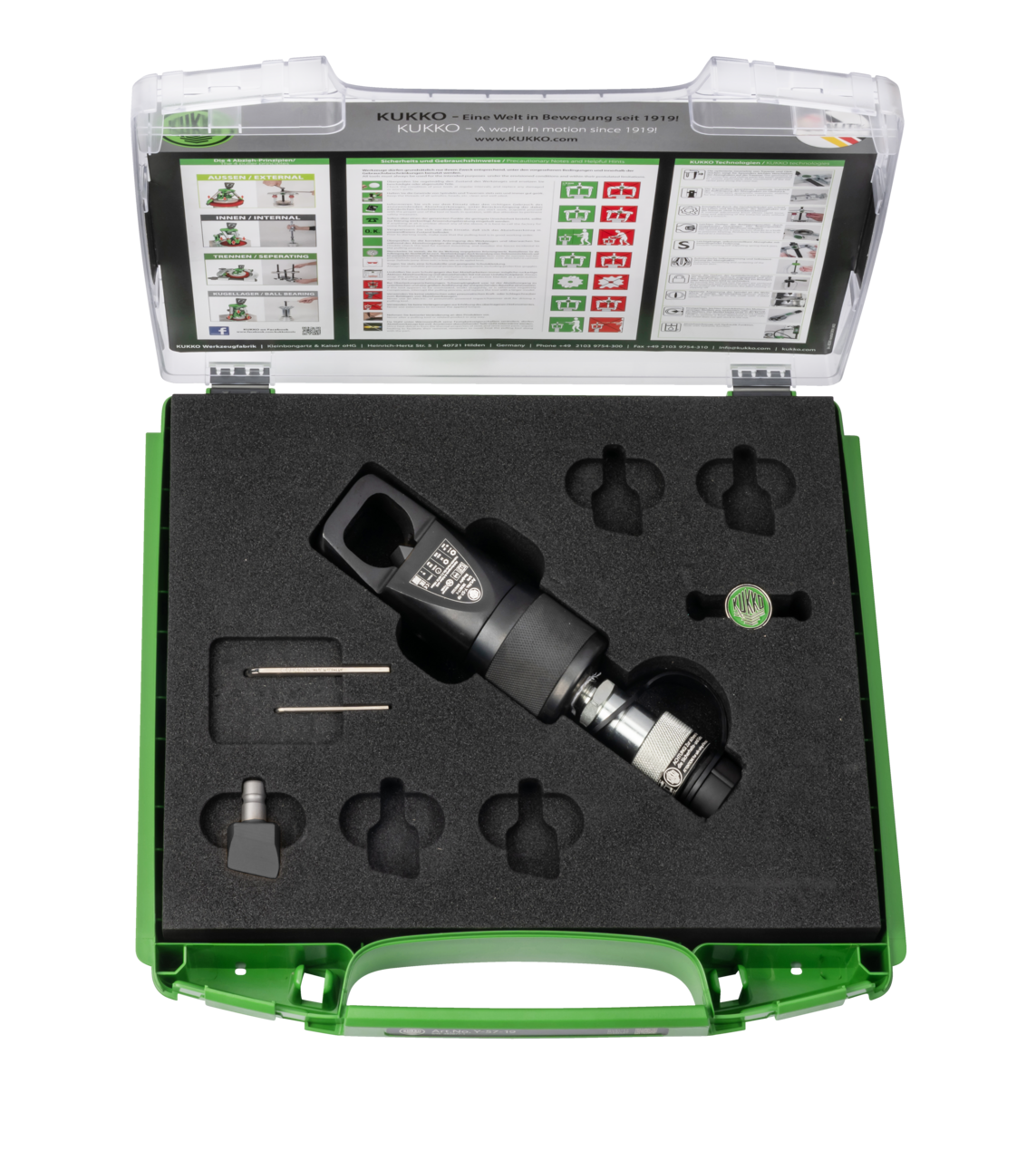kukko y-57-19 single-blade, pump-hydraulic nut splitter span 19-24 mm for splitting stubbornly stuck, rusted, or overtightened nuts of all quality classes