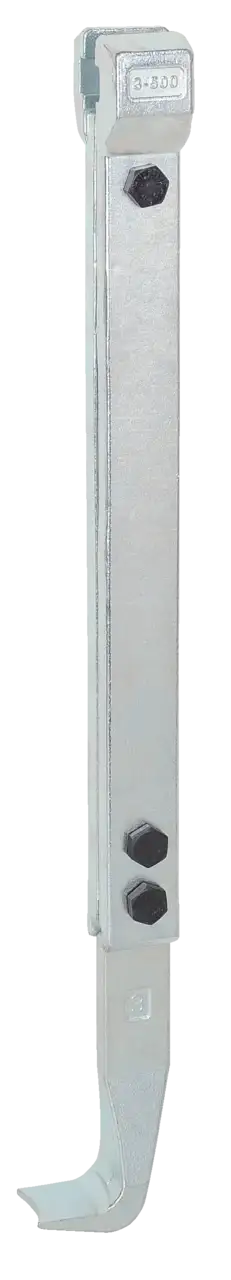 Heavy-duty metal tensioner tool with bolts, used for industrial strapping or fastening
