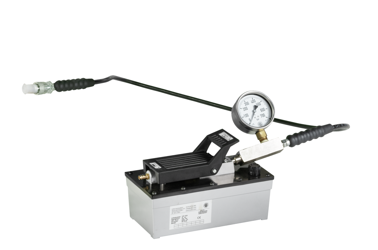 kukko ypp-525 pneumatic, hydraulic pump with pressure gauge, hose for application with the pullers from the kukko hydraulic program in crafts, industry, and workshops