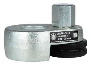 Round metal industrial puller tool with hexagonal bolt and product label for 18-25 mm applications