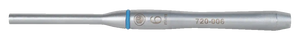 Silver metal pin punch tool with engraved markings for industrial shop use