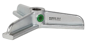 KUKKO 30-2 silver steel puller crossbar with threaded center and green logo, tool part