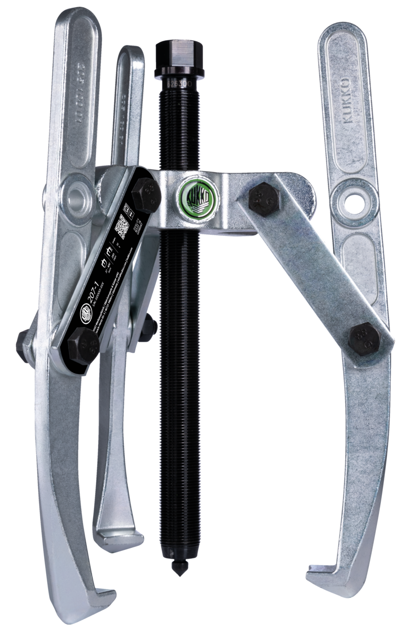 kukko 207-1 heavy-duty, 3-armed lug puller 400 x 280 mm with oscillating, height-adjustable puller legs and combination crosshead for concentric extraction of large bearings, gears, and discs in all common sizes for crafts, workshops,