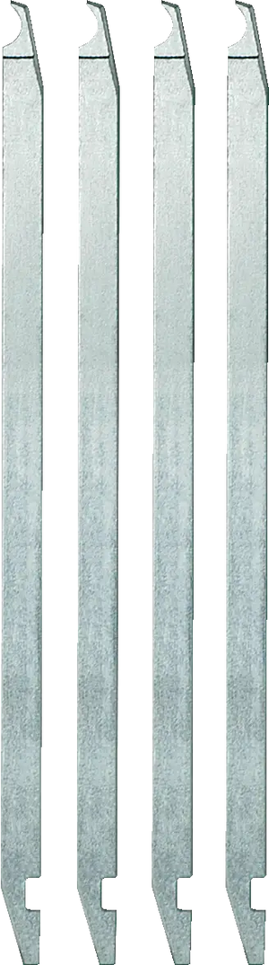 Set of four galvanized steel industrial stakes, pointed ends, for shop or construction use