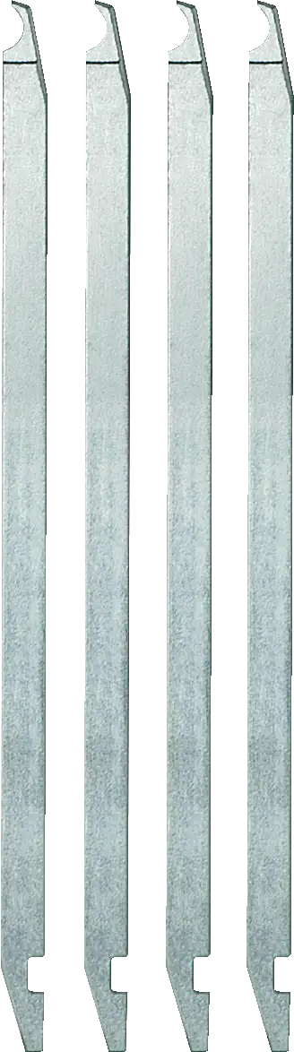 Set of four galvanized steel industrial stakes, pointed ends, for shop or construction use