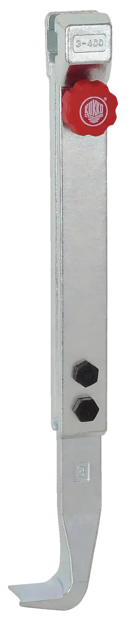 Steel gear puller arm with red adjustment knob and hex bolts, suitable for industrial tools
