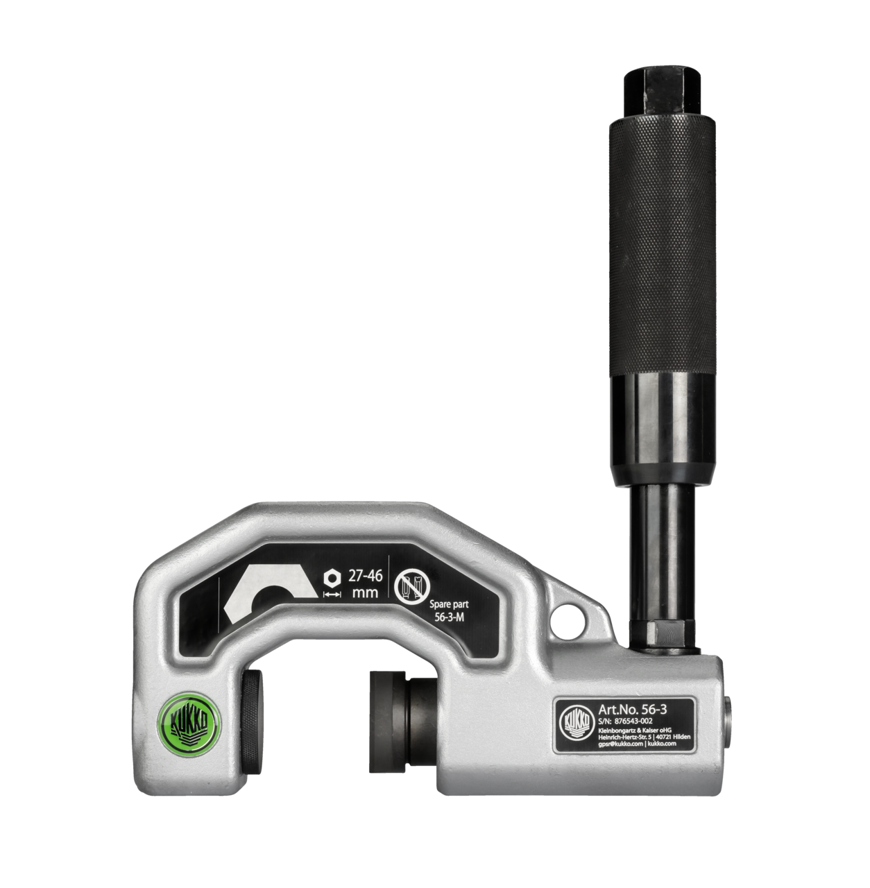kukko 56-3 single-segment, grease-hydraulic nut splitter span 27-46 mm for splitting particularly large, stuck, rusted, or overtightened nuts of quality classes 5, 6, 8, and 1