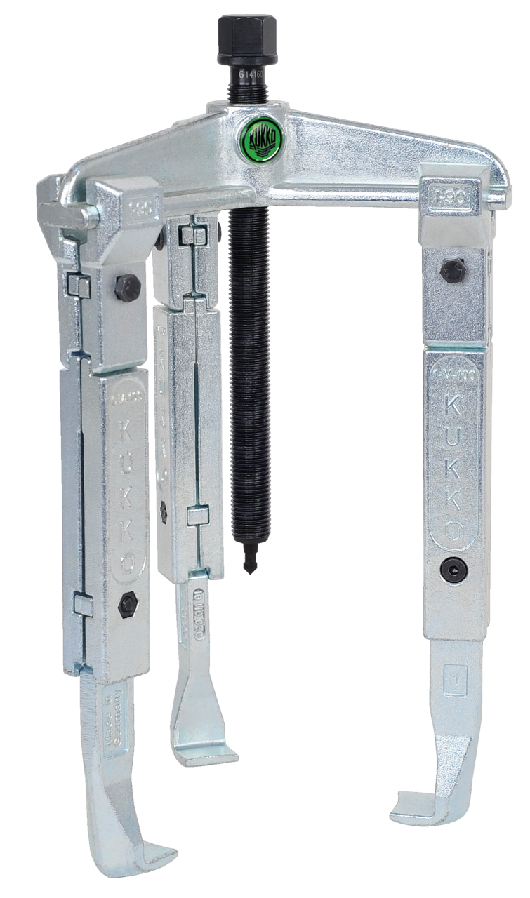 kukko 30-10-2 3-jaw universal puller, up to 130 mm spread, 200 mm reach with extended extractor jaws for pulling bearings, gears, and discs in all common sizes for crafts, workshops, and industry