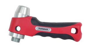 Double-headed non-marring mallet with red and black ergonomic handle, TURNUS label