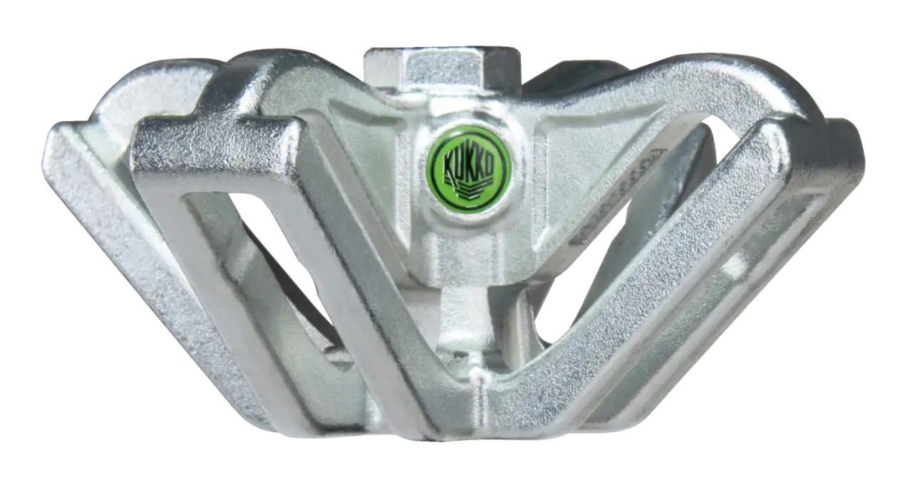 Heavy-duty metal gear puller tool with Kukko logo, used for removing gears and bearings