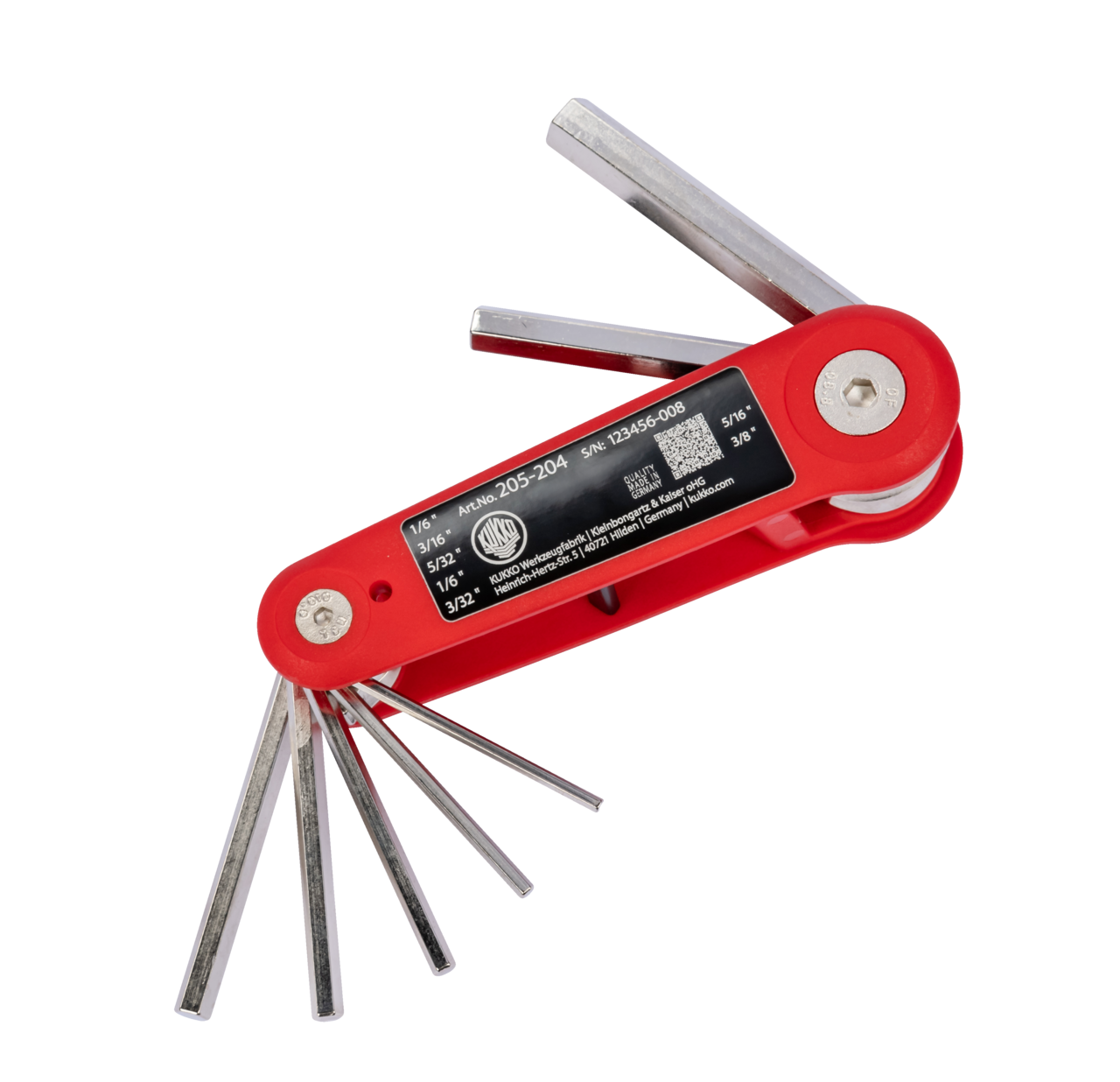 kukko 205-204 hand clamp holder with 2,5, 3,0, 4,0, 5,0, 6,0, 8,0, 10,0 mm key width 7-piece for various hexagons