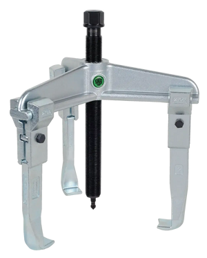 Three-jaw gear puller tool with threaded spindle for industrial removal and repair