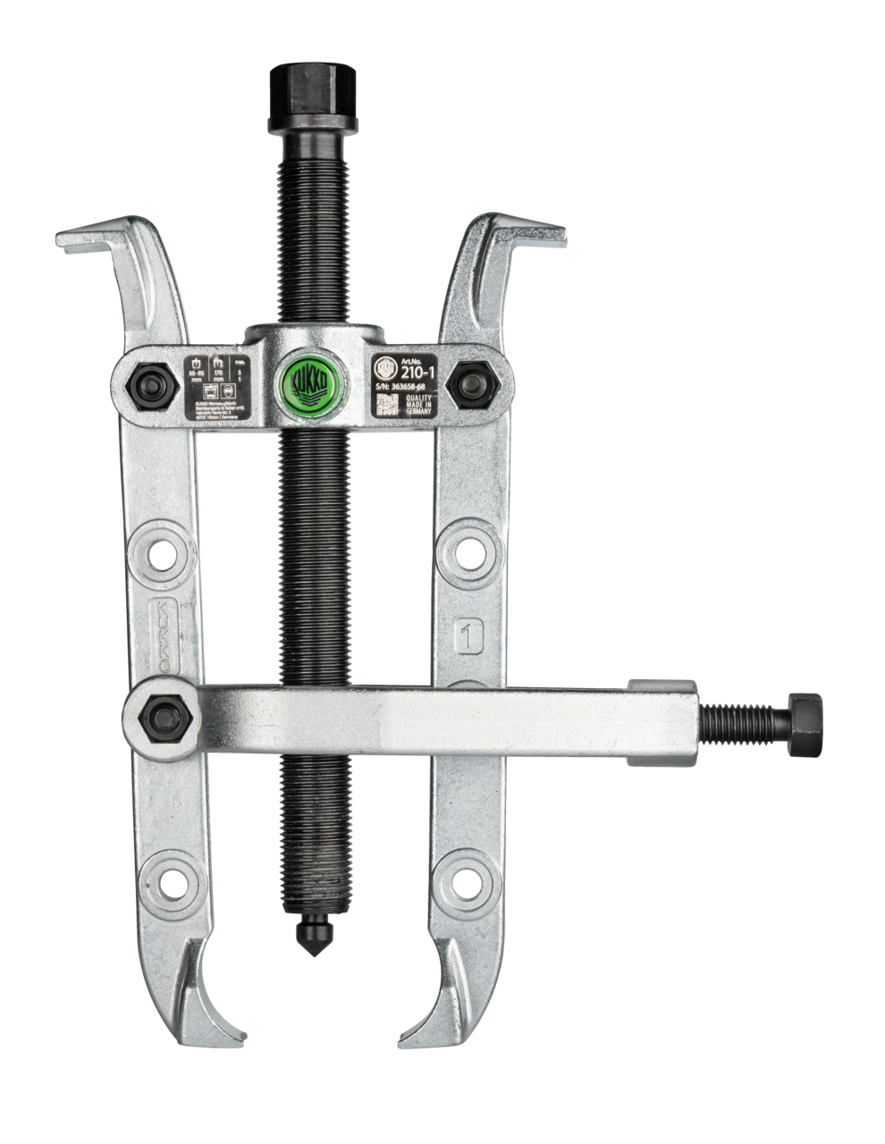 kukko 210-1 2-arm separator "cobra" 90 x 170 mm with adjustable clamping depth and side clamp for pulling off flat-mounted bearings, gear wheels, and discs in all common sizes for crafts, workshops,