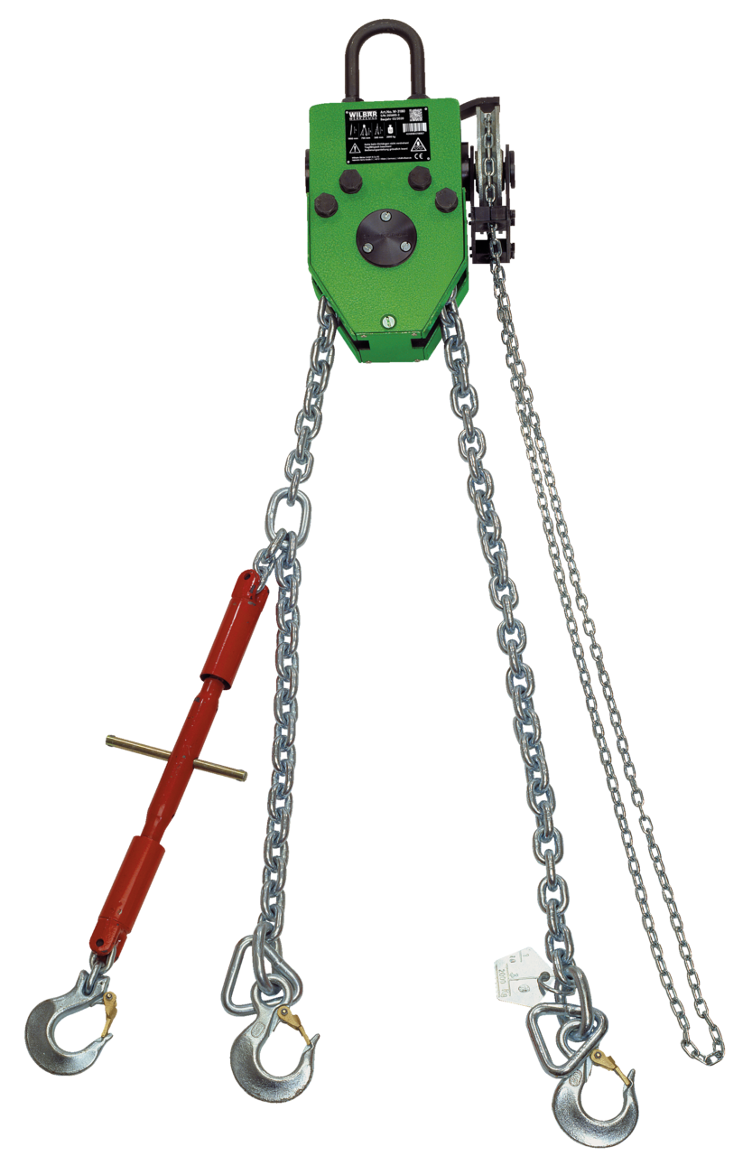 wilbär w-3180 mobile motor conductor "uranos" with 700 mm balanced chain length, capacity up to 2.000 kg for directing the angle during the installation and removal of engines, transmissions, and batteries of