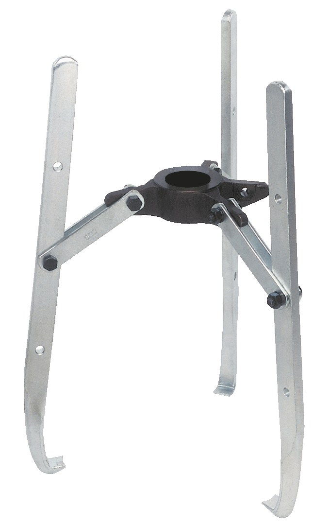 kukko y10-208 3-jaw puller with swiveling extraction jaws, up to 500 mm spread, 500 mm reach depth (without hydraulic pressure cylinder) for pulling particularly large and tight-fitting bearings, gears, discs, etc