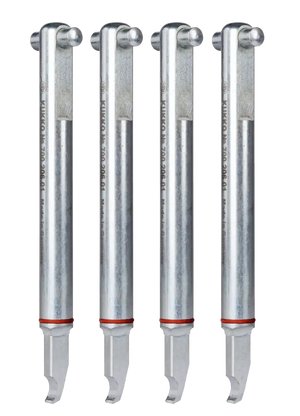 Set of four metal puller arms with cylindrical shafts for industrial tools