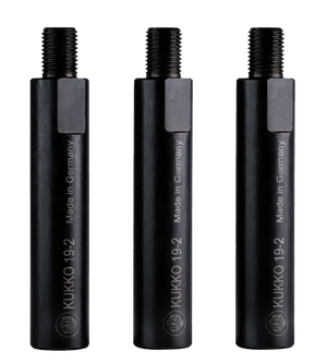 Set of three Kukko 19-2 black steel extractor rods with threaded ends, industrial tool