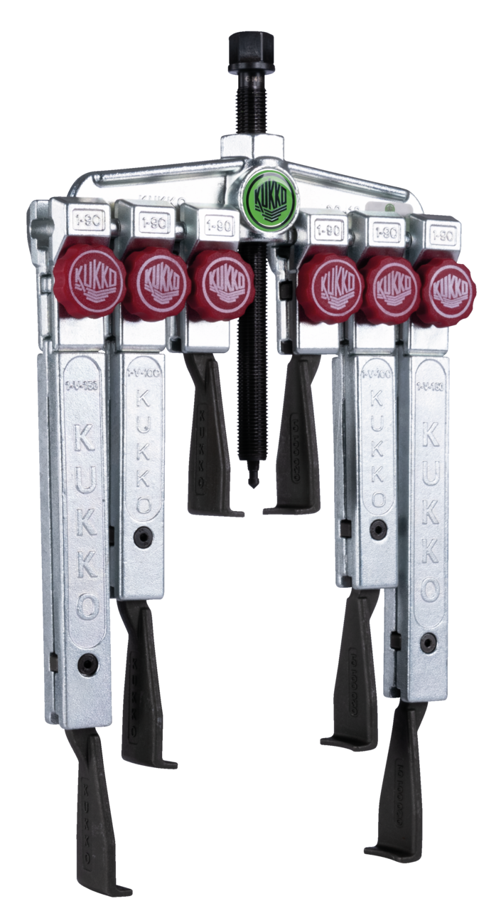 kukko 20-30+sp 2-arm universal puller with narrow, quick-adjustable trigger hooks in set for safe and user-friendly pulling of bearings, gears, and discs in all common sizes for crafts, worksho