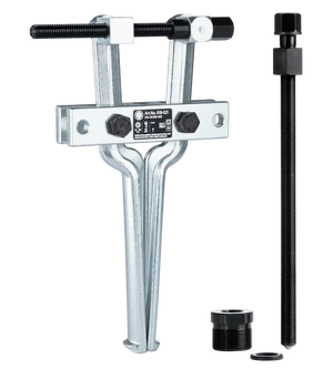 Heavy-duty two-arm bearing puller tool set with threaded rods and attachments