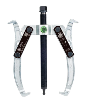 Three-jaw gear puller tool with metal arms and threaded central shaft for industrial use