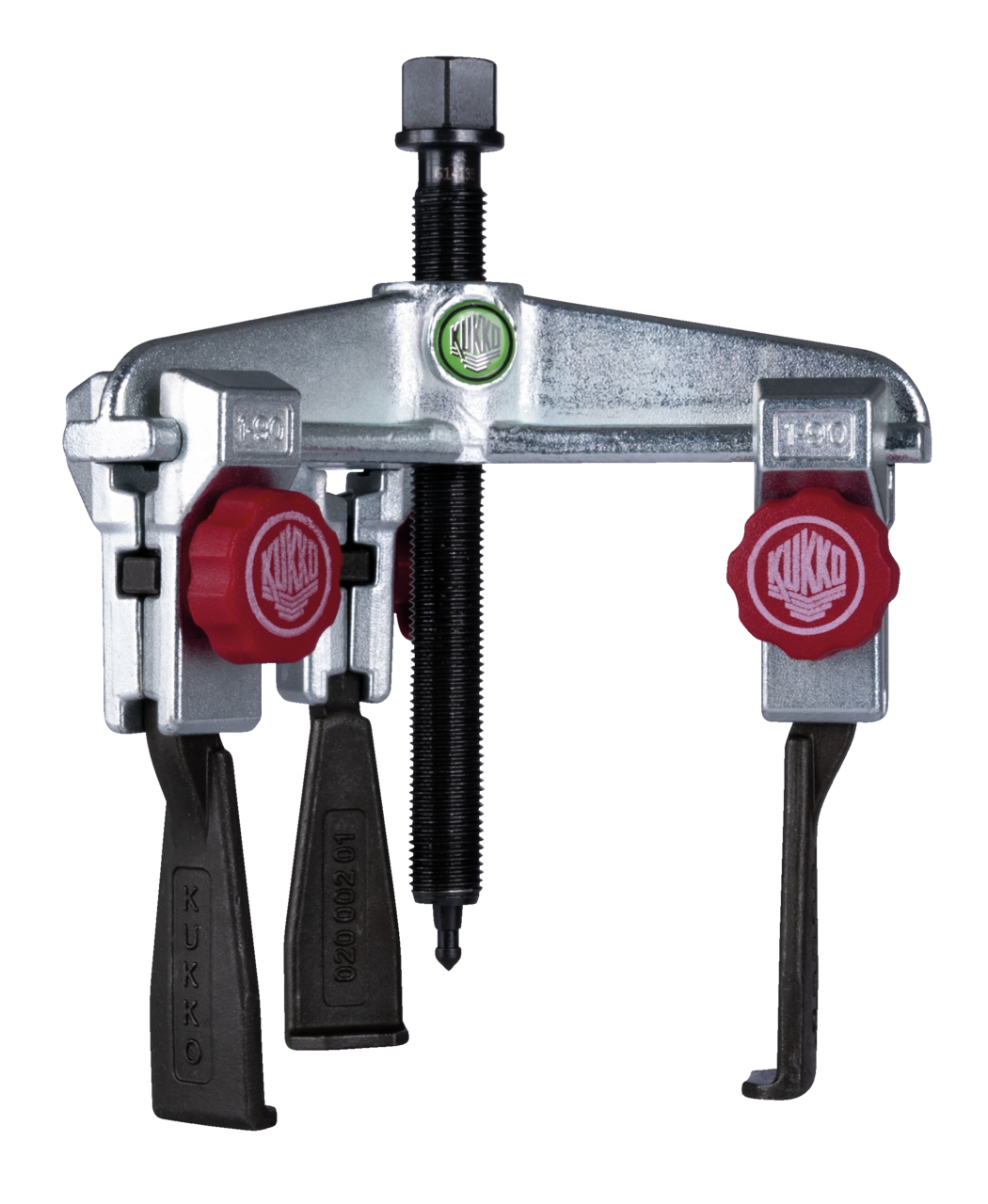 kukko 30-1+s-t 3-arm universal puller 90 x 100 mm with extremely narrow, quick-adjustable trigger hooks for safe and user-friendly removal of gearbox gears, bearings, pinions, synchronizers, and similar compo