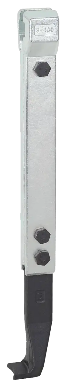 Industrial metal lathe tool holder with hex bolts and engraved code, used for machining.