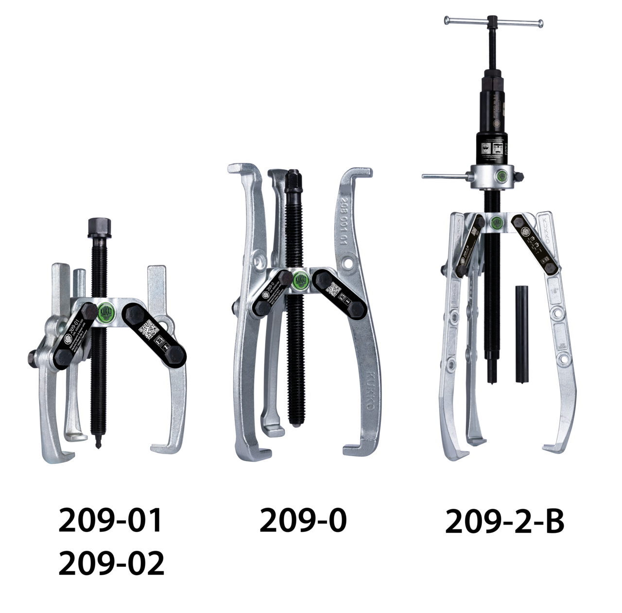 kukko 209-02 3-armed lug puller "economy" 230 x 190 mm with oscillating and height-adjustable puller legs for pulling bearings, gears, and discs in all common sizes for craft, workshop, and industry