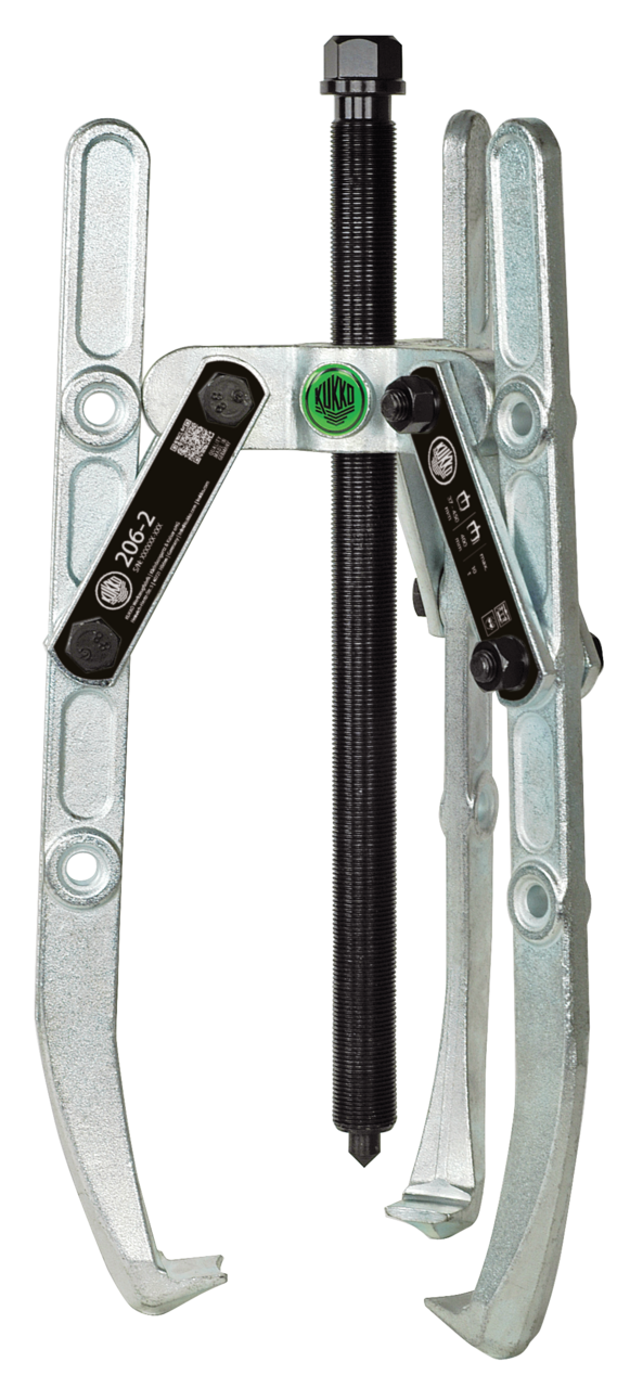 kukko 206-02 heavy 3-jaw puller with oscillating, height-adjustable puller arms, up to 250 mm spread, 220 mm reach. for centric extraction of large bearings, gears, and discs in all common sizes for crafts, workshops, an