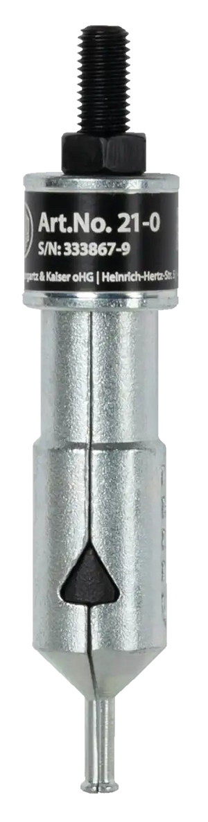 Industrial metal hole saw arbor attachment with threaded shank and engraved part number