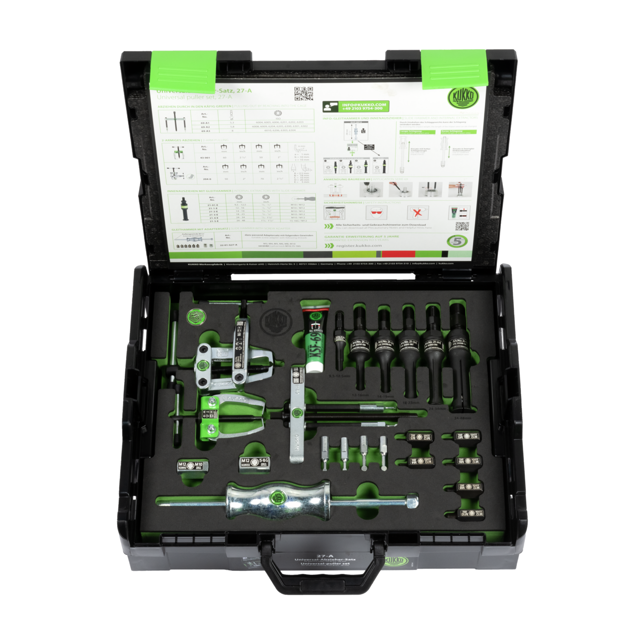 kukko 27-a universal puller for pulling, separating, and internal extraction of bearings, gears, discs, etc